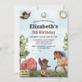 Waterverf Westerne Rodeo Horse Barn Birthday Party Kaart (Voorkant)