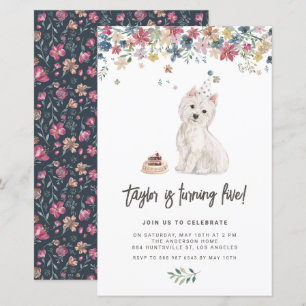 Waterverf Westie Dog Verjaardagsuitnodiging