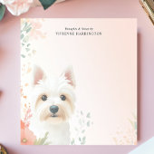 Waterverf Westie Floral gepersonaliseerd Notitieblok