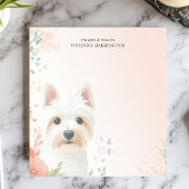 Waterverf Westie Floral gepersonaliseerd Notitieblok