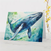 Waterverf whale blanco kaart (Gele Bloem)