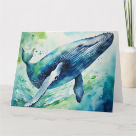 Waterverf whale blanco kaart