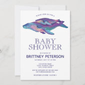 Waterverf Whale Boy's Baby shower Uitnodiging (Voorkant)