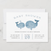 Waterverf Whale Boy's Blue Baby shower Kaart (Voorkant)