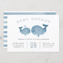 Waterverf Whale Boy's Blue Baby shower