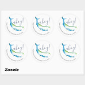 Waterverf Whale en Starfish Blue Ronde Sticker (Vel)
