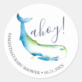 Waterverf Whale en Starfish Blue Ronde Sticker