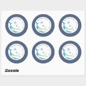 Waterverf Whale en Starfish Blue Ronde Sticker (Vel)