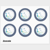 Waterverf Whale en Starfish Blue Ronde Sticker (Vel)