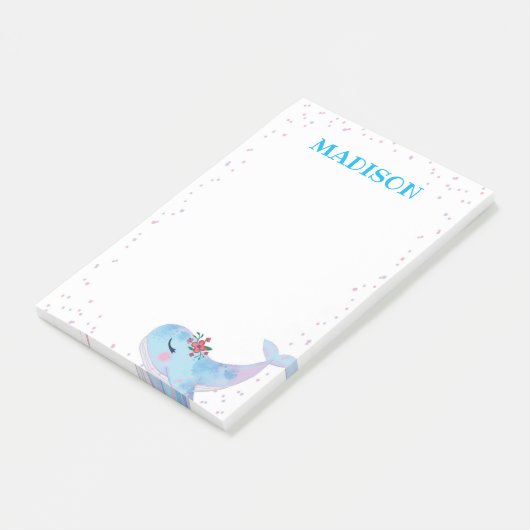 Waterverf Whale Post It Note (Schuin)