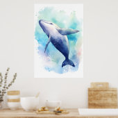 Waterverf Whale Sketch. Poster (Keuken)