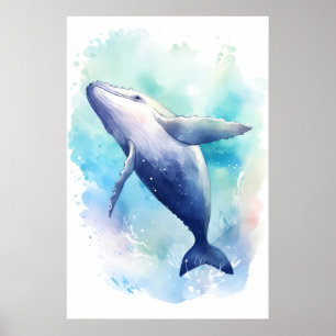 Waterverf Whale Sketch. Poster