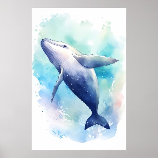 Waterverf Whale Sketch. Poster (Voorkant)