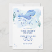Waterverf Whale Tastic Blue Verjaardagsuitnodiging Kaart (Voorkant)
