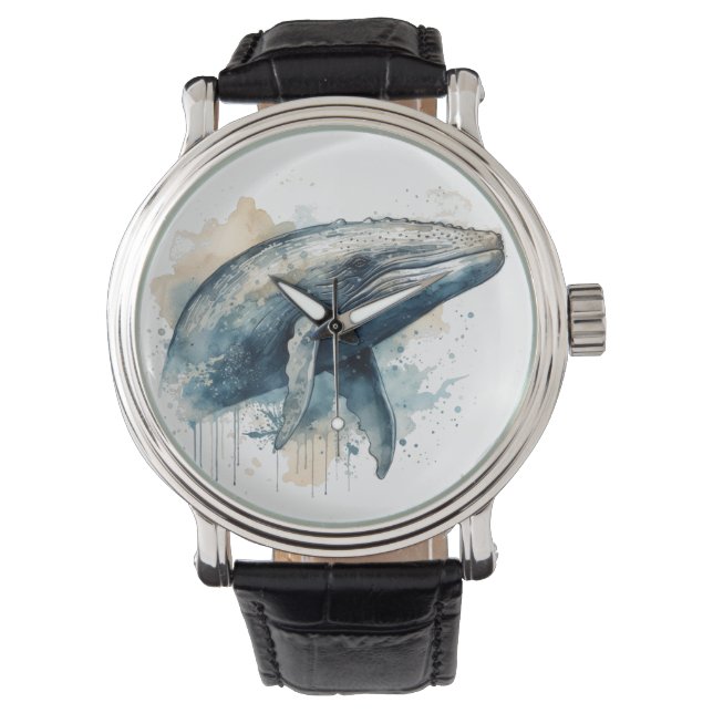 Waterverf Whale Wonder Horloge (Voorkant)