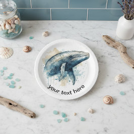 Waterverf Whale Wonder, op maat Papieren Bordje