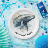 Waterverf Whale Wonder, op maat Papieren Bordje (Feest)