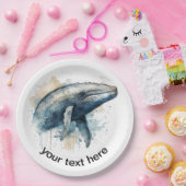 Waterverf Whale Wonder, op maat Papieren Bordje (Feest)