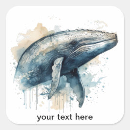 Waterverf Whale Wonder, op maat Vierkante Sticker