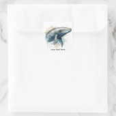 Waterverf Whale Wonder, op maat Vierkante Sticker (Tas)