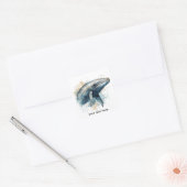 Waterverf Whale Wonder, op maat Vierkante Sticker (Envelop)