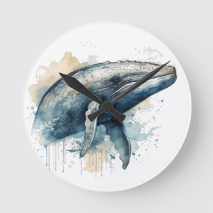 Waterverf Whale Wonder Ronde Klok