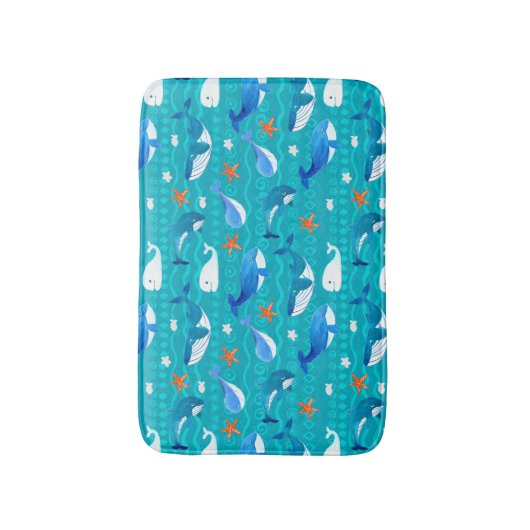 Waterverf Whales Bath Mat (Voorkant Verticaal)