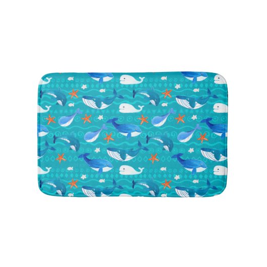 Waterverf Whales Bath Mat (Voorkant)