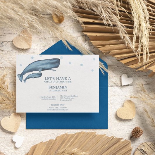 Waterverf Whales Ocean Kind Verjaardag Kaart