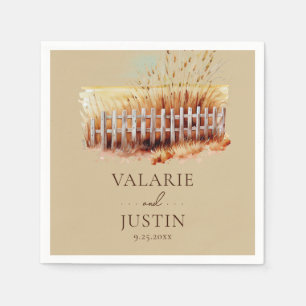 Waterverf Wheat Field Fence Wedding Napkins Servet