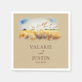 Waterverf Wheat Field Floral Wedding Napkins Servet (Voorkant)