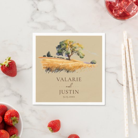 Waterverf Wheat Field Trees Wedding Napkins Servet (Insitu)