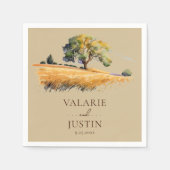 Waterverf Wheat Field Trees Wedding Napkins Servet (Voorkant)