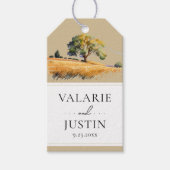 Waterverf Wheat Field Trees Western bruiloft Cadeaulabel (Voorkant)