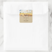 Waterverf Wheat field Wedding Vierkante Sticker (Tas)