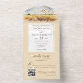 Waterverf Wheat Field Western bruiloft All In One Uitnodiging (Binnen)