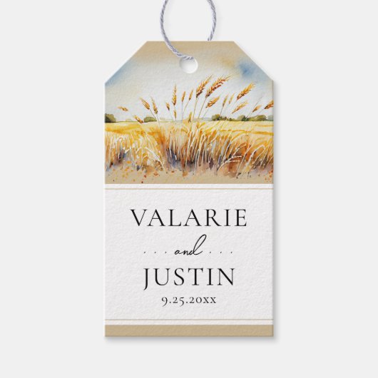 Waterverf Wheat Field Western Weddenschap Gift Lab Cadeaulabel (Voorkant)