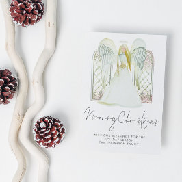Waterverf Whimsical Angel Merry-kerstscript Briefkaart