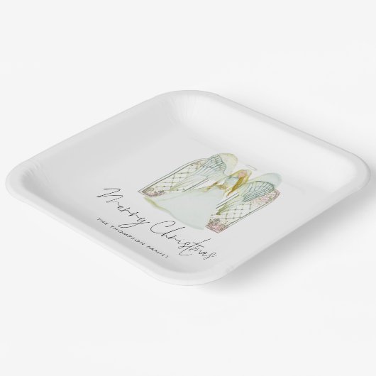 Waterverf Whimsical Angel Merry-kerstscript Papieren Bordje (Gebogen)