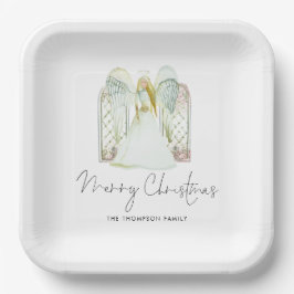 Waterverf Whimsical Angel Merry-kerstscript Papieren Bordje