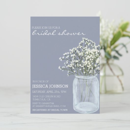 Waterverf Whimsical Baby's Breath Vrijgezellenfees Kaart (Staand voorkant)