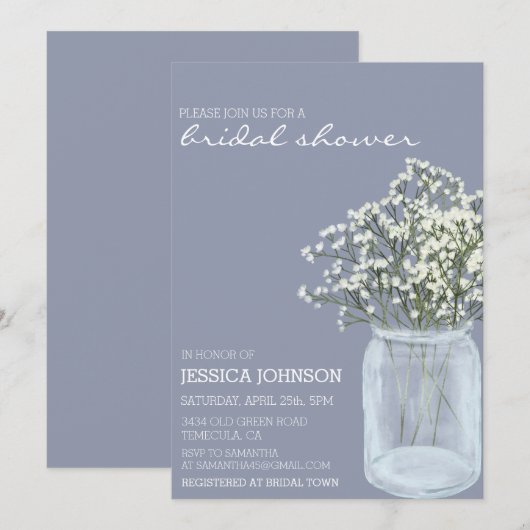 Waterverf Whimsical Baby's Breath Vrijgezellenfees Kaart (Voorkant / Achterkant)