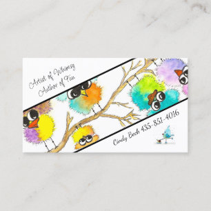 Waterverf Whimsical Birds Visitekaartje-Cindy Visitekaartje