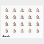Waterverf Whimsical Birthday CAke Ronde Sticker (Vel)