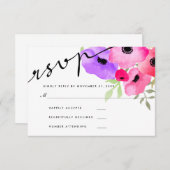 Waterverf Whimsical Bloemenbruiloft RSVP Script (Voorkant / Achterkant)