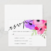 Waterverf Whimsical Bloemenbruiloft RSVP Script Kaartje (Voorkant / Achterkant)