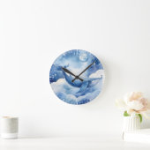 Waterverf Whimsical Blue Whale Ronde Klok (Huis)