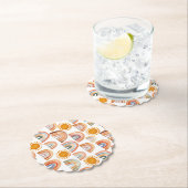 Waterverf Whimsical Boho Rainbow en Sun Kartonnen Onderzetters (Insitu)