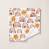 Waterverf Whimsical Boho Rainbow en Sun Kinder Bad Handdoek (Wasdoekje)