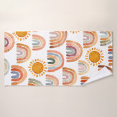 Waterverf Whimsical Boho Rainbow en Sun Kinder Badhanddoek (Badhanddoek)